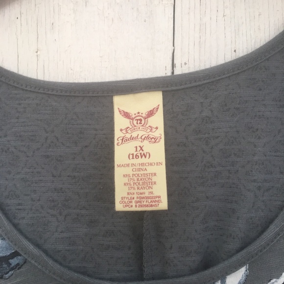 Faded Glory ls top. Floral front/patterned back 16 - Picture 4 of 6